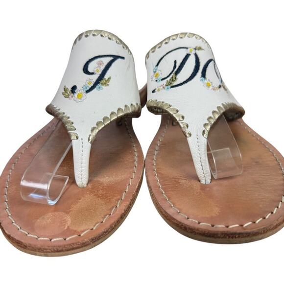 Jack Rogers Womens Embroidered I Do Wedding Beach Reception Honeymoon Sandals 10 - Picture 7 of 16